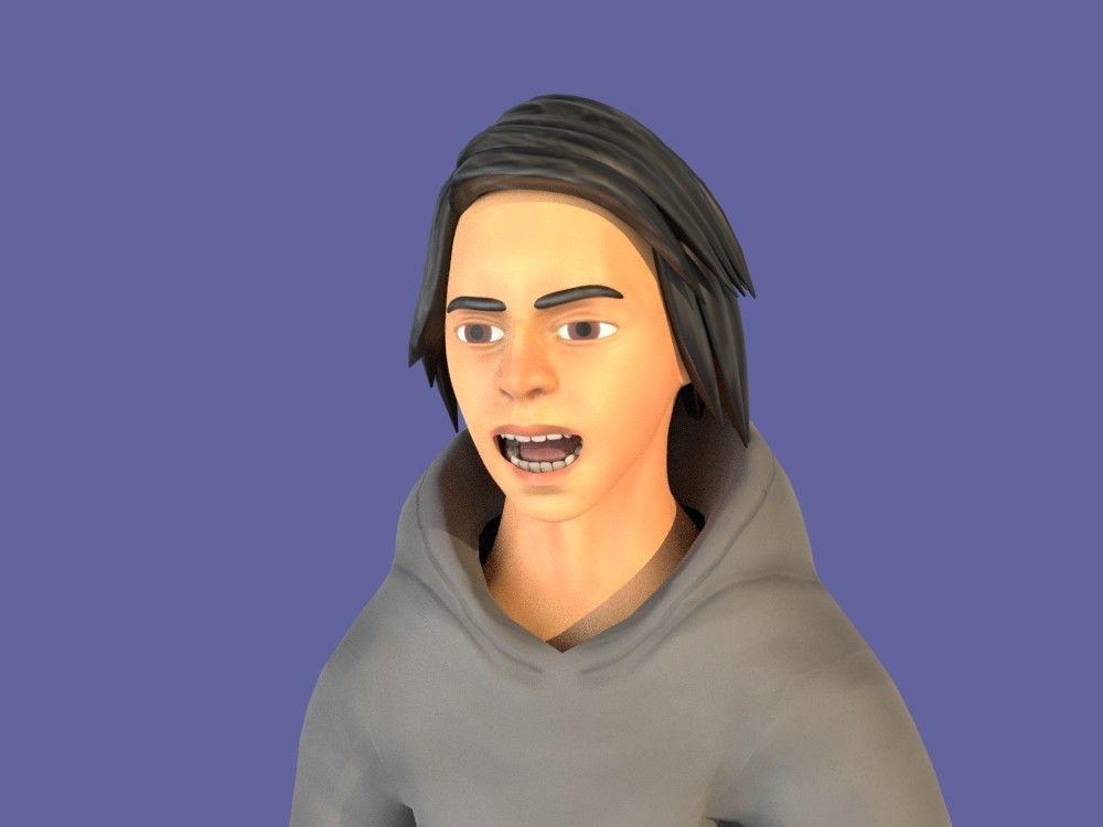 Man Boy 3D model rigged and animated Low-poly 3D model_29
