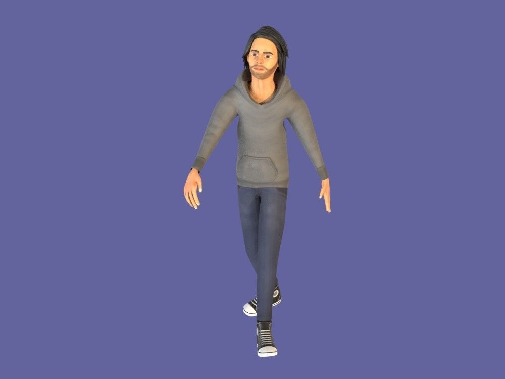 Man Boy 3D model rigged and animated Low-poly 3D model_8