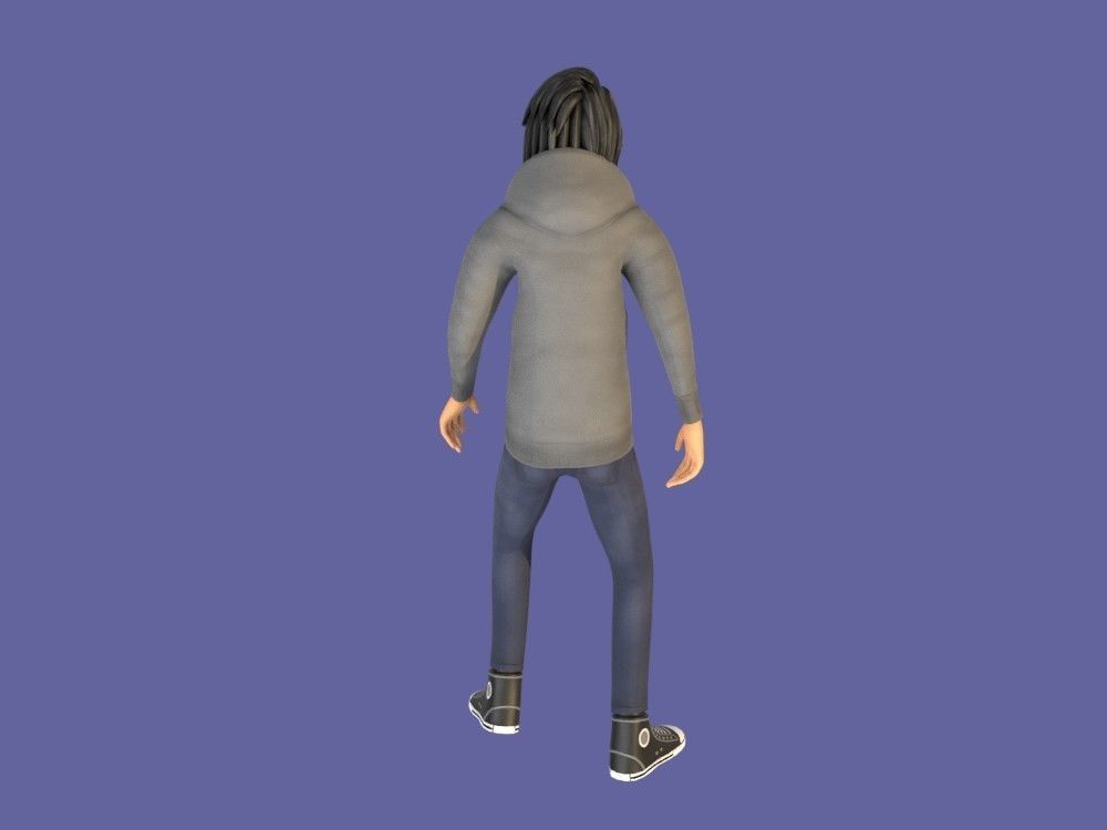 Man Boy 3D model rigged and animated Low-poly 3D model_27