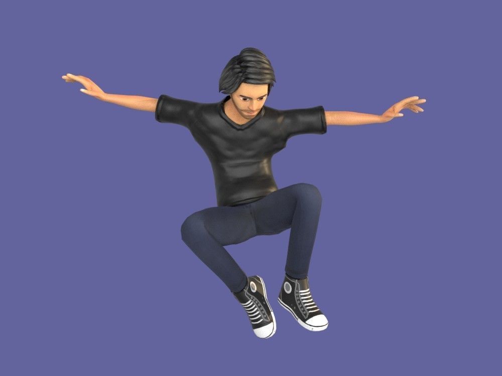Man Boy 3D model rigged and animated Low-poly 3D model_15