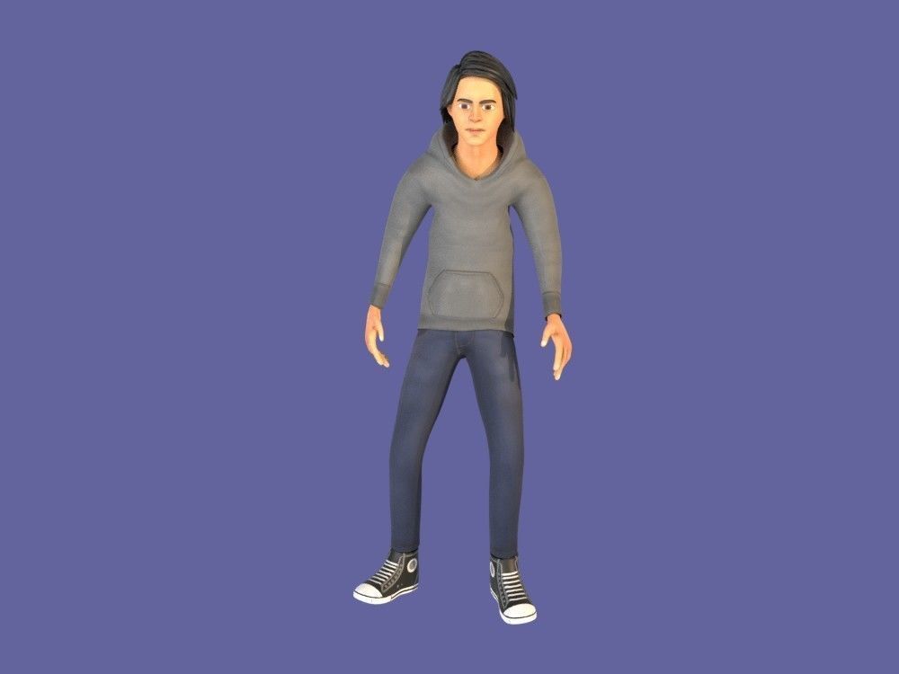 Man Boy 3D model rigged and animated Low-poly 3D model_23