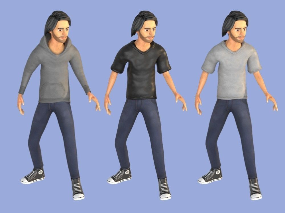 Man Boy 3D model rigged and animated Low-poly 3D model_4