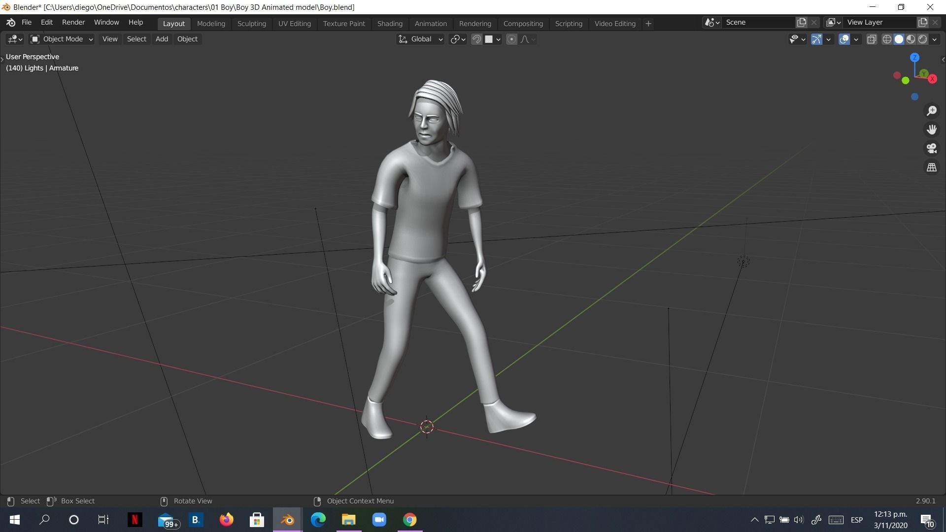 Man Boy 3D model rigged and animated Low-poly 3D model_34