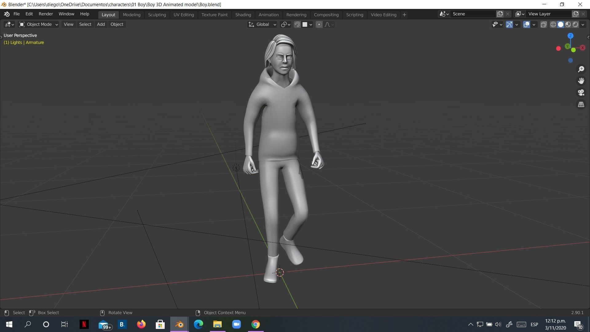Man Boy 3D model rigged and animated Low-poly 3D model_35