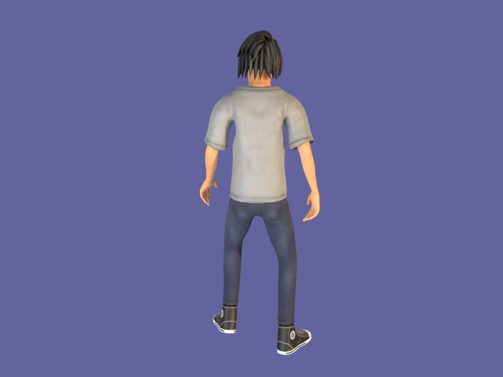 Man Boy 3D model rigged and animated Low-poly 3D model_25