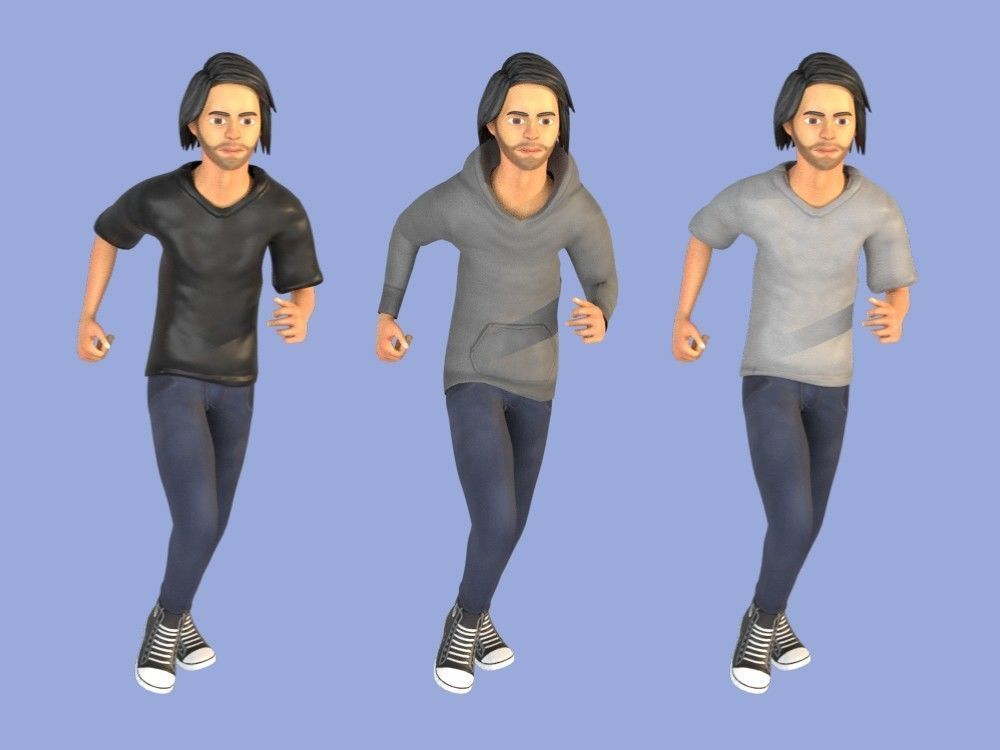 Man Boy 3D model rigged and animated Low-poly 3D model_3