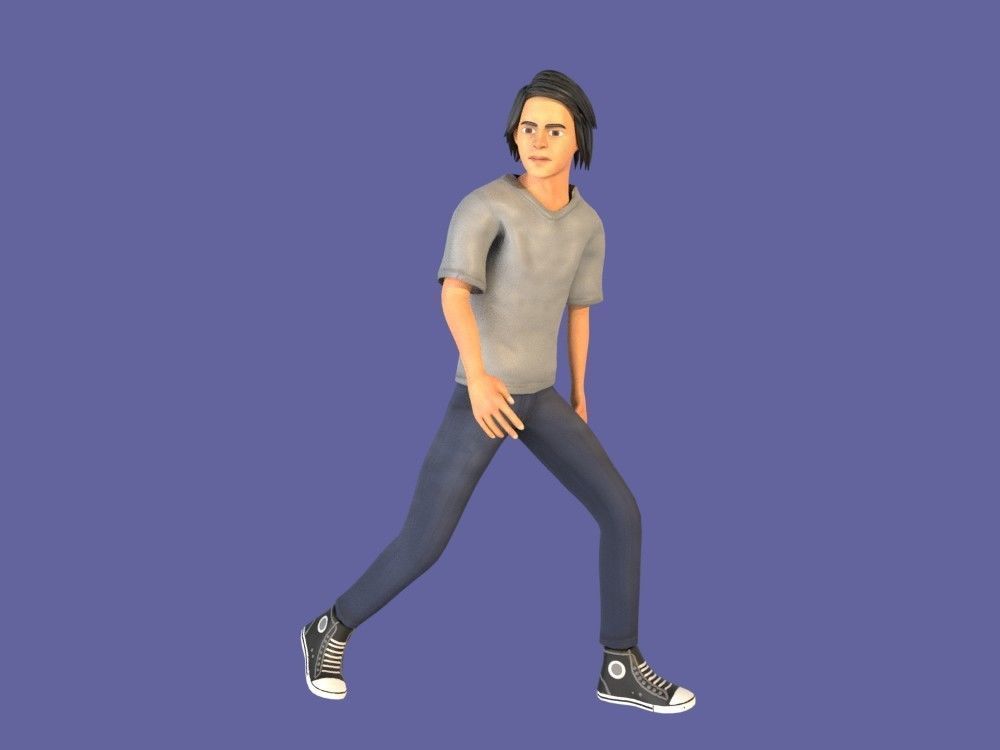 Man Boy 3D model rigged and animated Low-poly 3D model_19