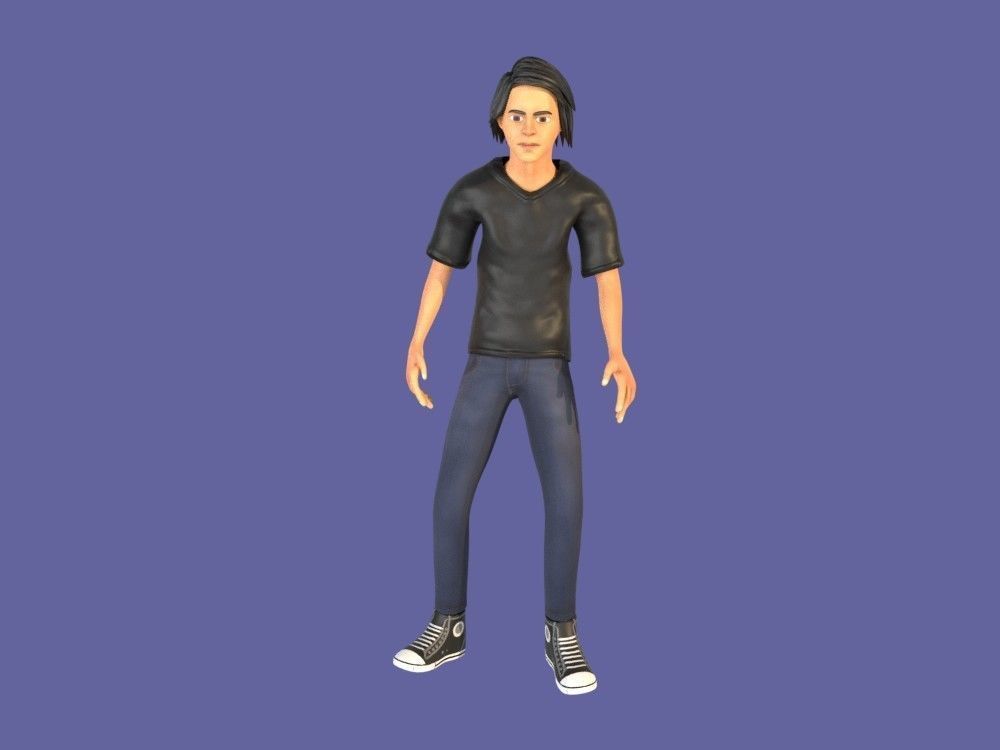 Man Boy 3D model rigged and animated Low-poly 3D model_21
