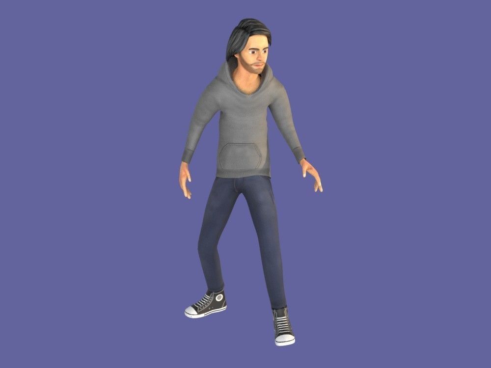 Man Boy 3D model rigged and animated Low-poly 3D model_12