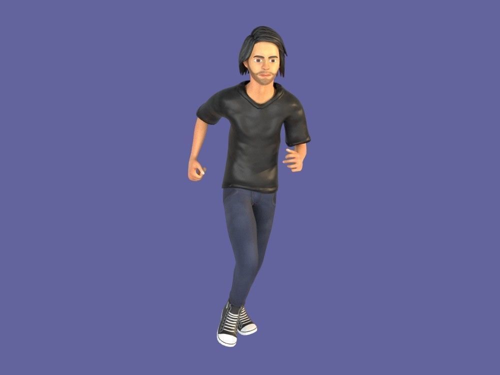 Man Boy 3D model rigged and animated Low-poly 3D model_10