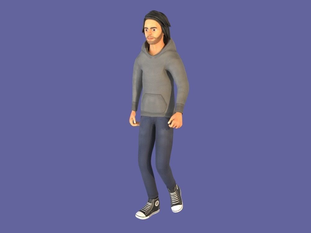 Man Boy 3D model rigged and animated Low-poly 3D model_6