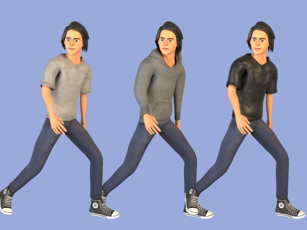 Man Boy 3D model rigged and animated Low-poly 3D model_5