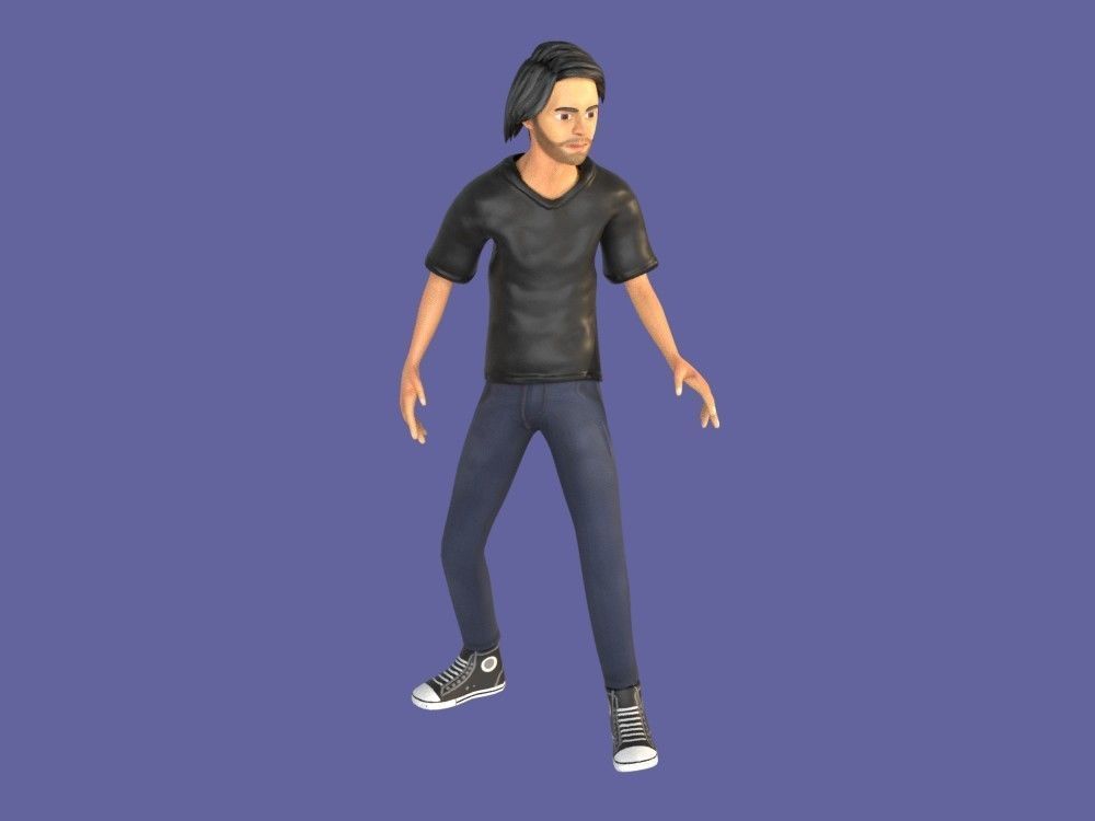 Man Boy 3D model rigged and animated Low-poly 3D model_14