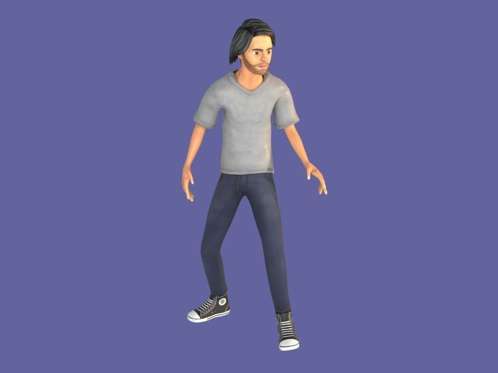 Man Boy 3D model rigged and animated Low-poly 3D model_13