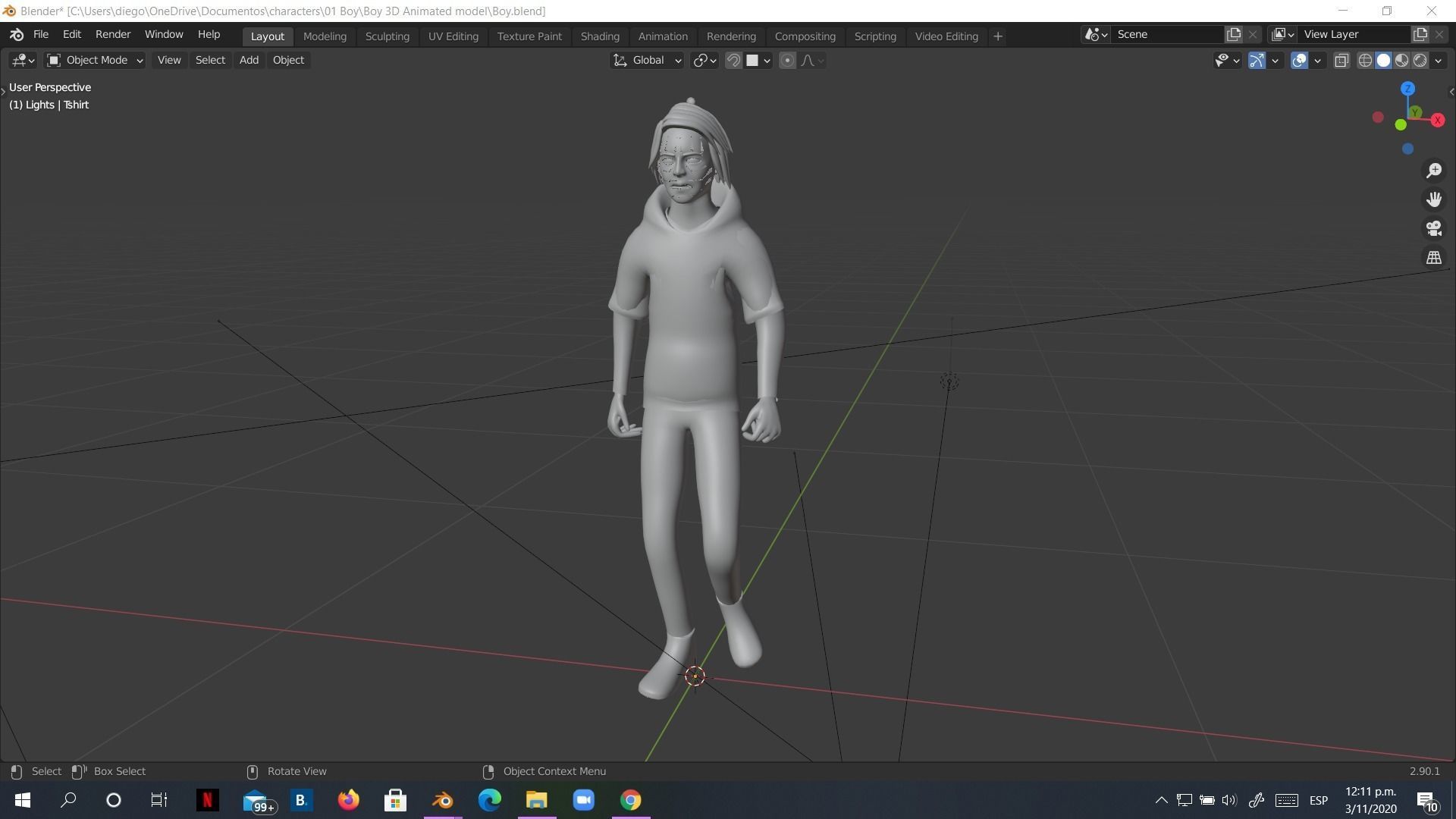 Man Boy 3D model rigged and animated Low-poly 3D model_28