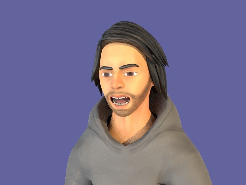 Man Boy 3D model rigged and animated Low-poly 3D model_30