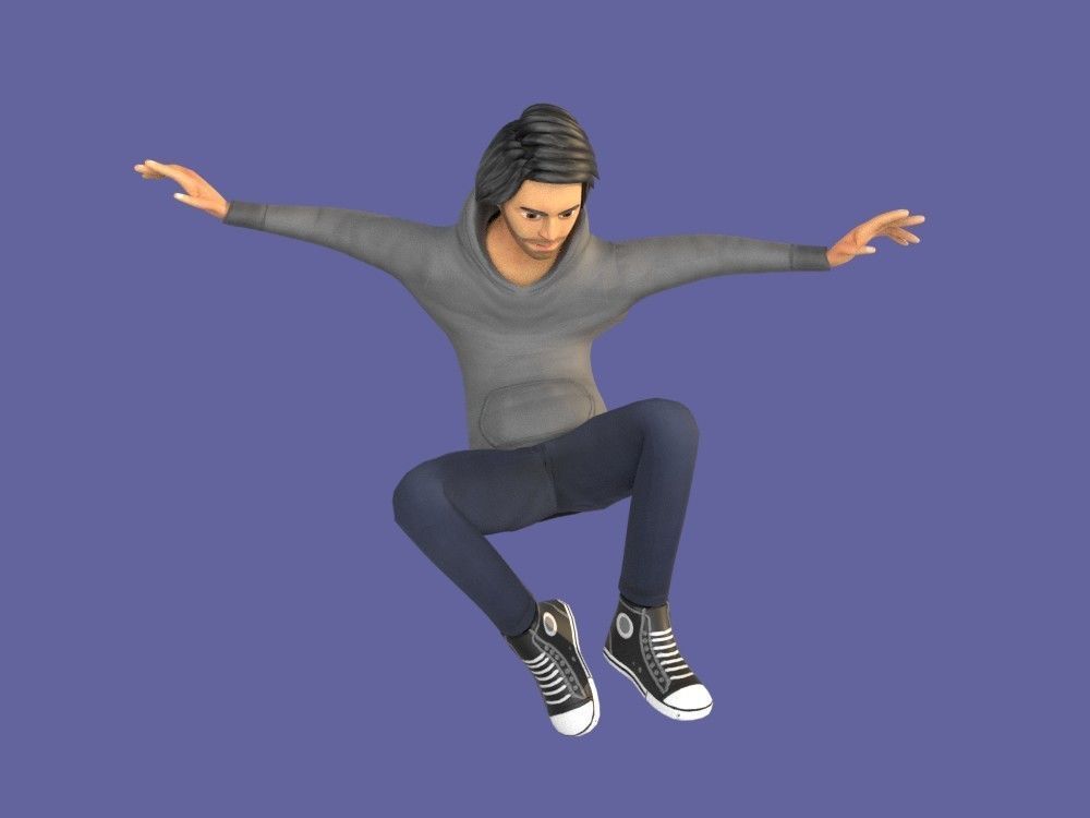 Man Boy 3D model rigged and animated Low-poly 3D model_17
