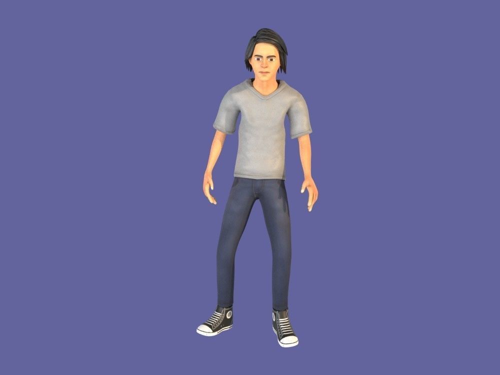 Man Boy 3D model rigged and animated Low-poly 3D model_22