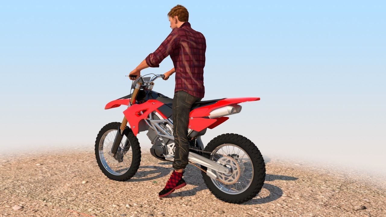 Full Rigged Rider with Motorbike Model 3D model_21