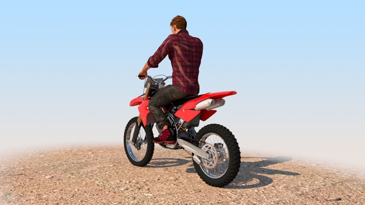 Full Rigged Rider with Motorbike Model 3D model_10