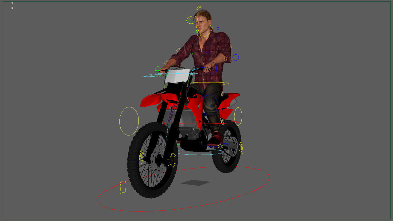 Full Rigged Rider with Motorbike Model 3D model_40