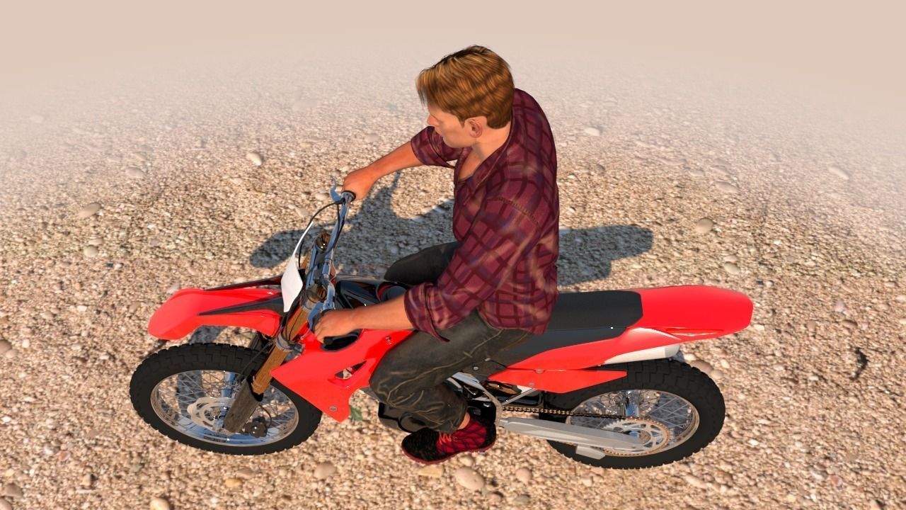 Full Rigged Rider with Motorbike Model 3D model_11