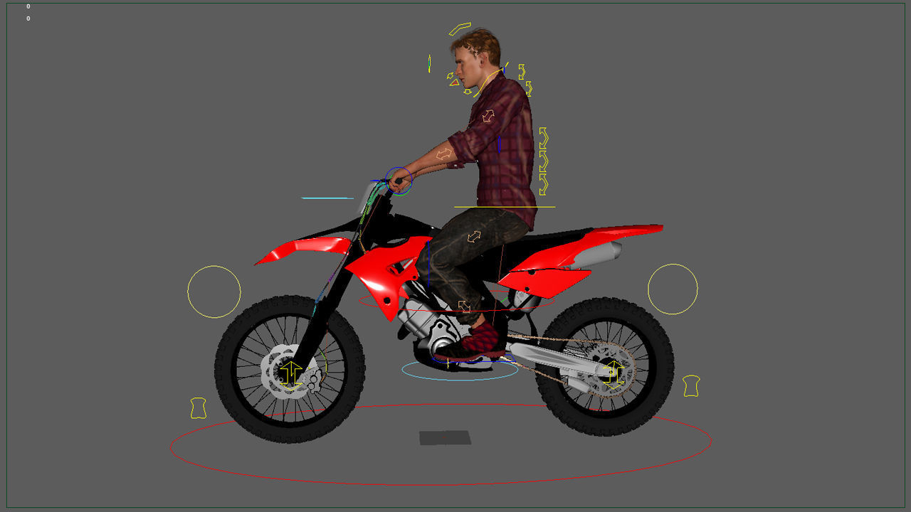 Full Rigged Rider with Motorbike Model 3D model_41