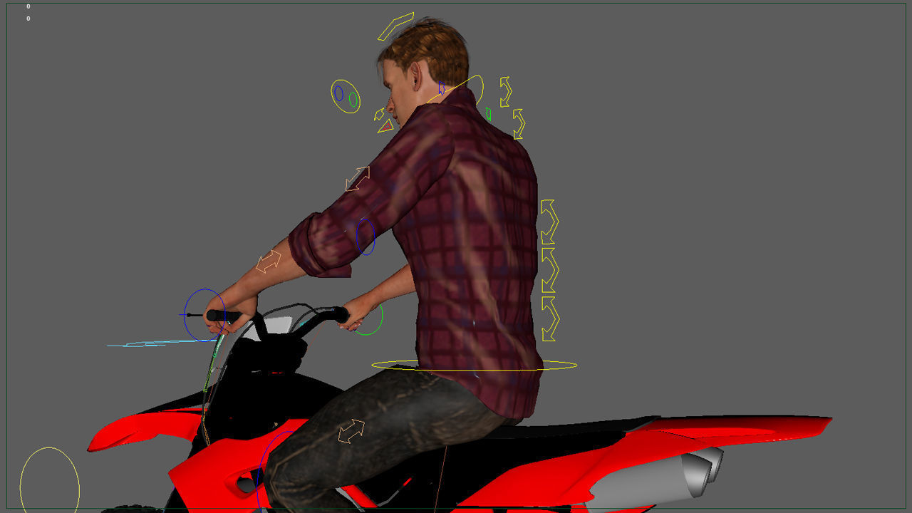 Full Rigged Rider with Motorbike Model 3D model_36