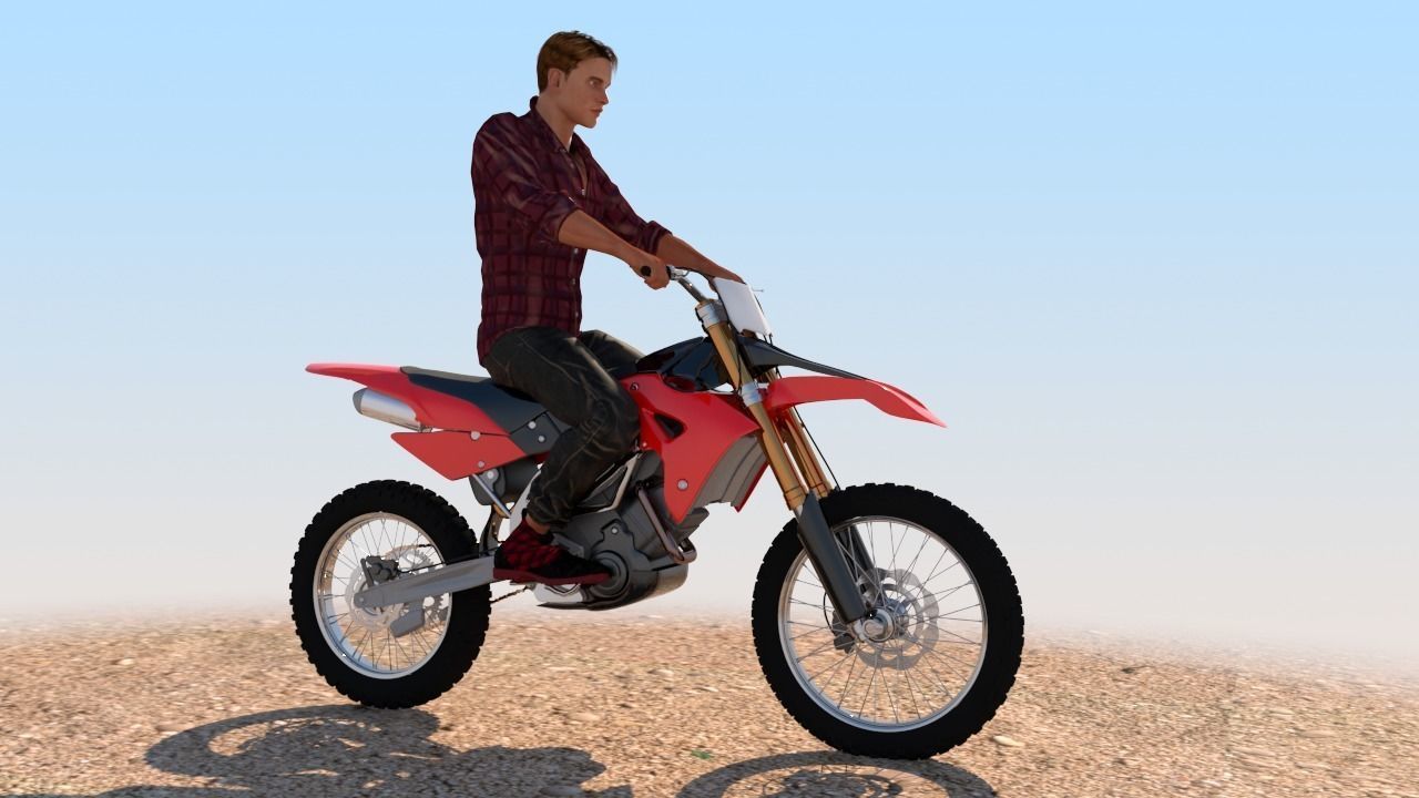 Full Rigged Rider with Motorbike Model 3D model_19