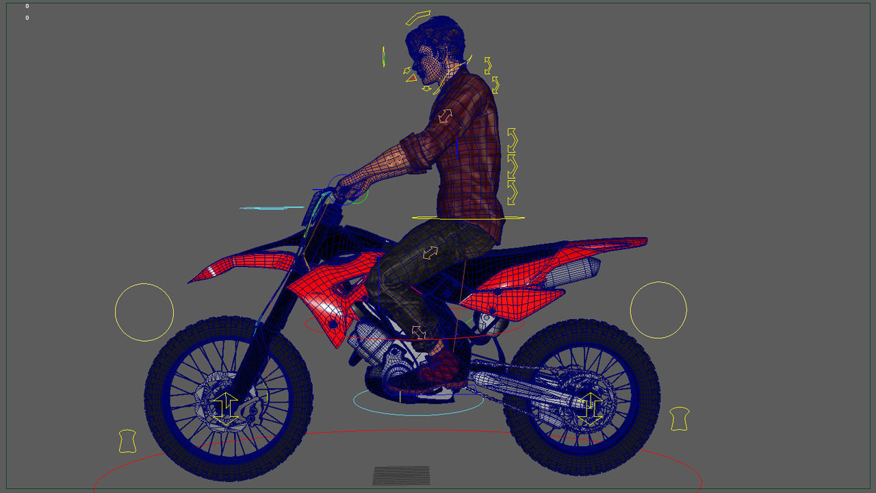 Full Rigged Rider with Motorbike Model 3D model_30