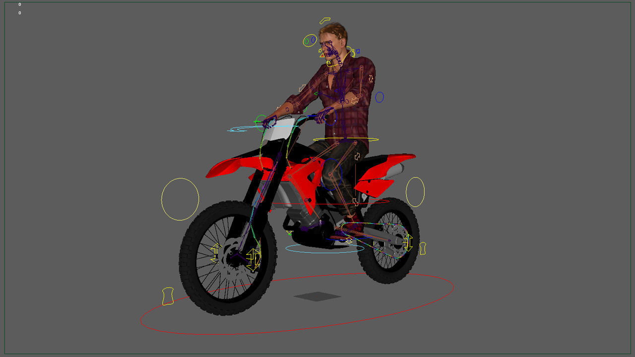 Full Rigged Rider with Motorbike Model 3D model_34