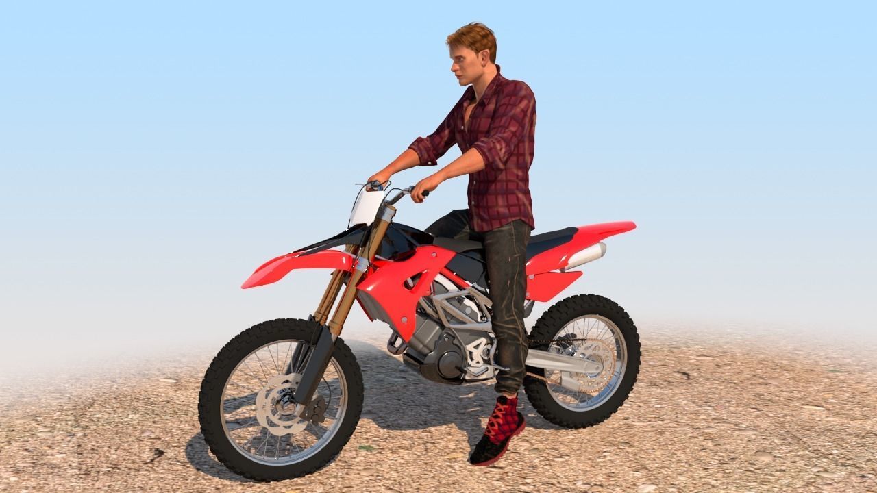 Full Rigged Rider with Motorbike Model 3D model_20