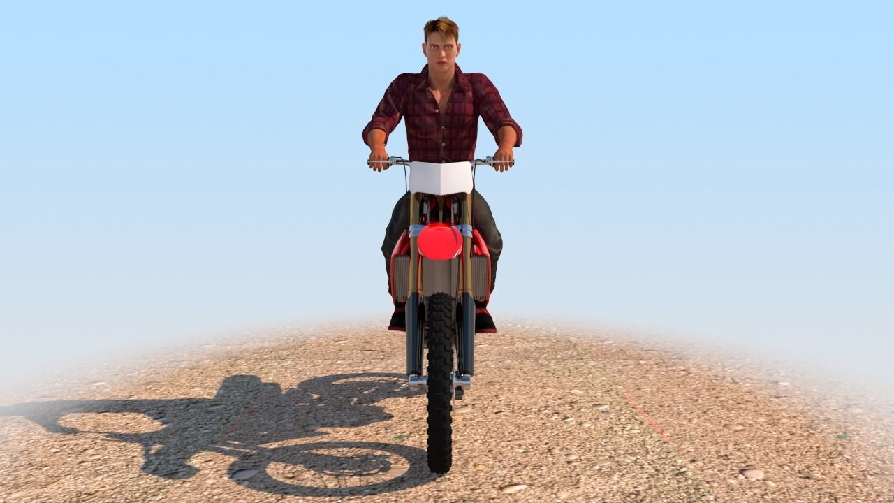 Full Rigged Rider with Motorbike Model 3D model_6