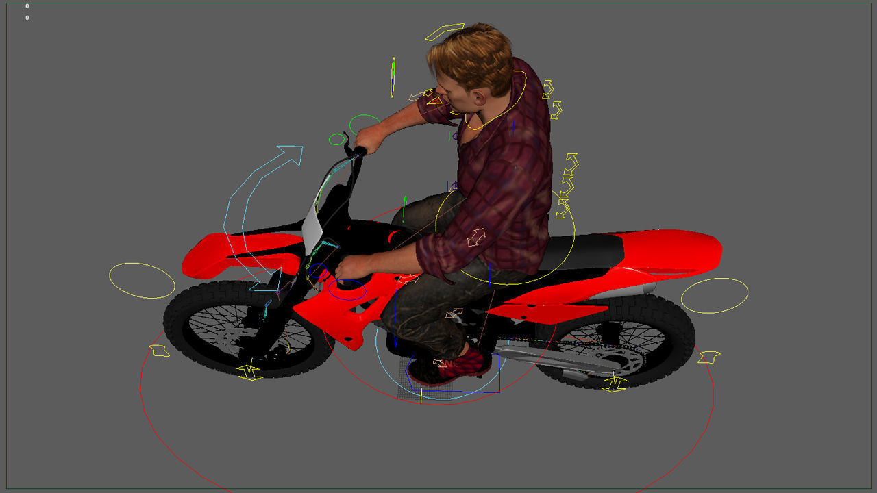 Full Rigged Rider with Motorbike Model 3D model_32