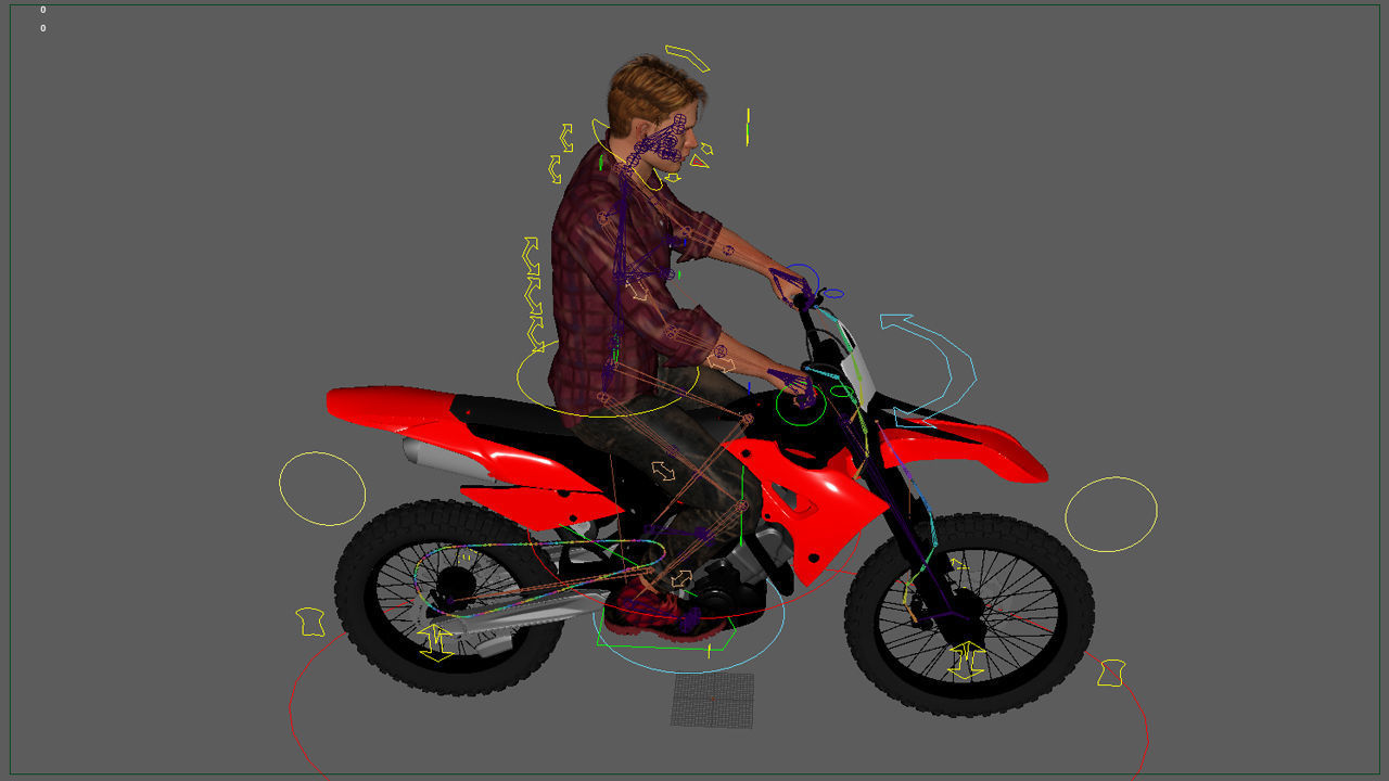 Full Rigged Rider with Motorbike Model 3D model_27