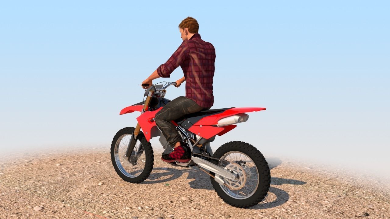 Full Rigged Rider with Motorbike Model 3D model_8