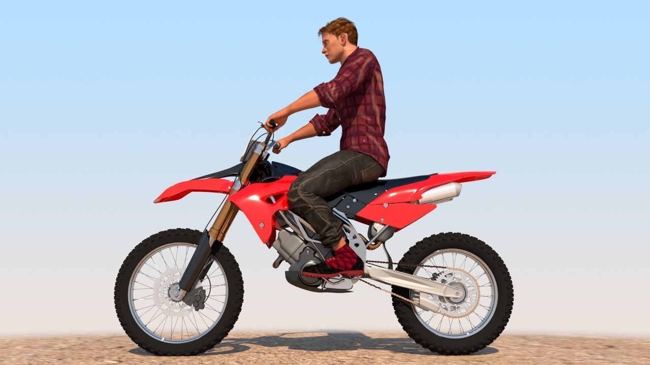 Full Rigged Rider with Motorbike Model 3D model_12