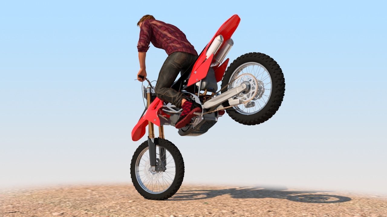 Full Rigged Rider with Motorbike Model 3D model_4