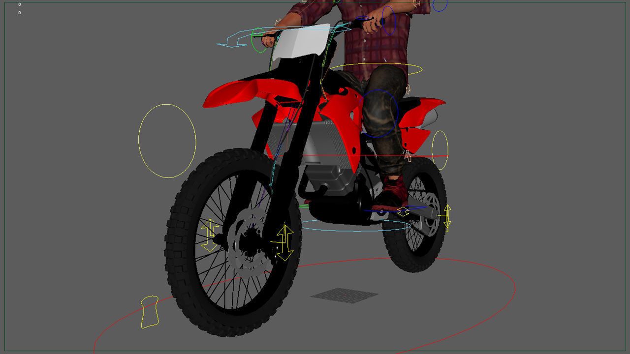 Full Rigged Rider with Motorbike Model 3D model_33