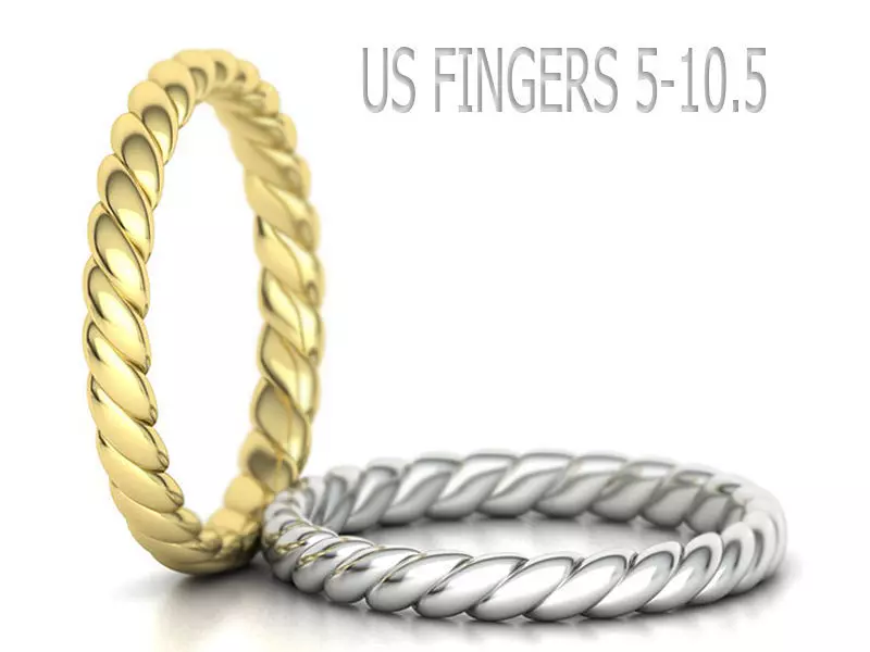 3mm Rope design Wedding band ring 3dmodel 3D print model