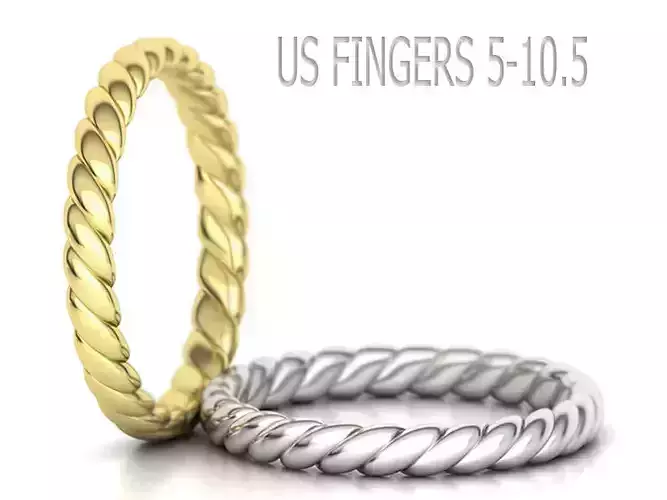 3mm Rope design Wedding band ring 3dmodel