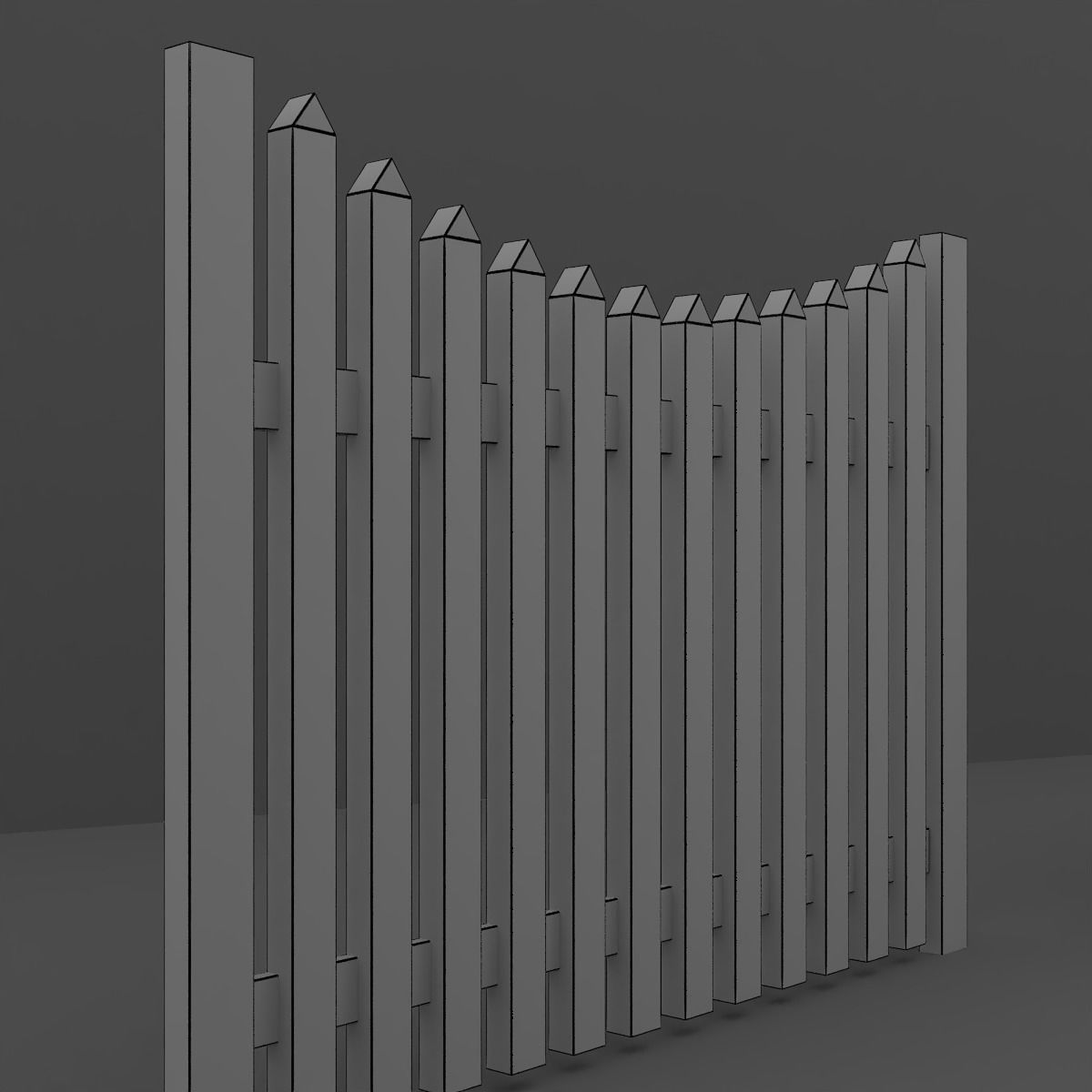 Wood Fence 3D model_11