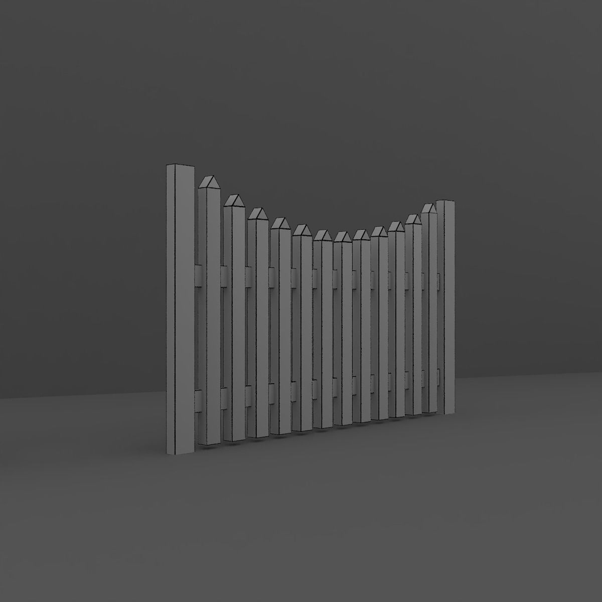 Wood Fence 3D model_12