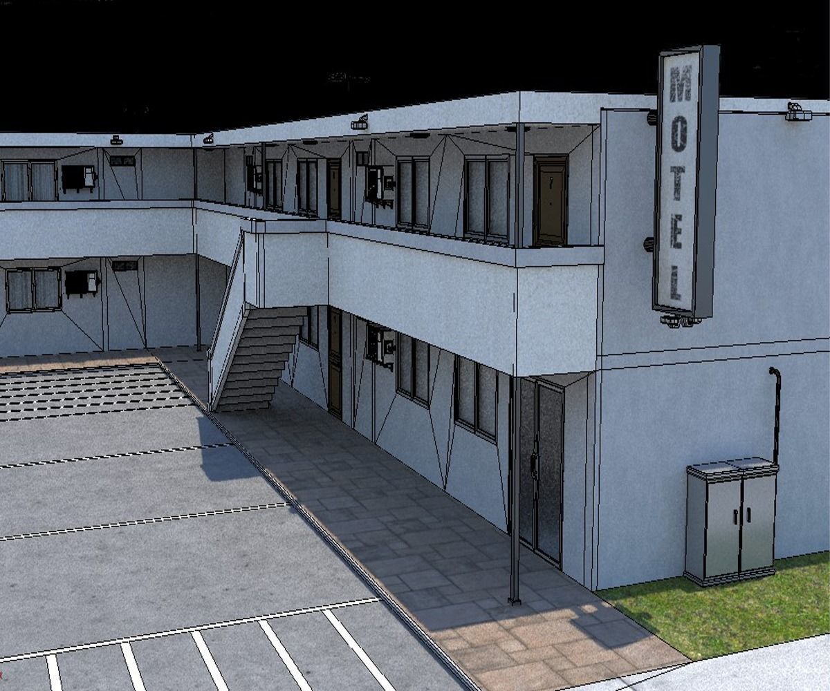 Classic Motel Low-poly 3D model_1