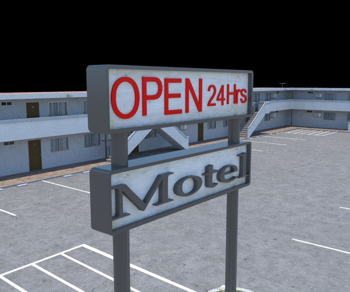 Classic Motel Low-poly 3D model_3