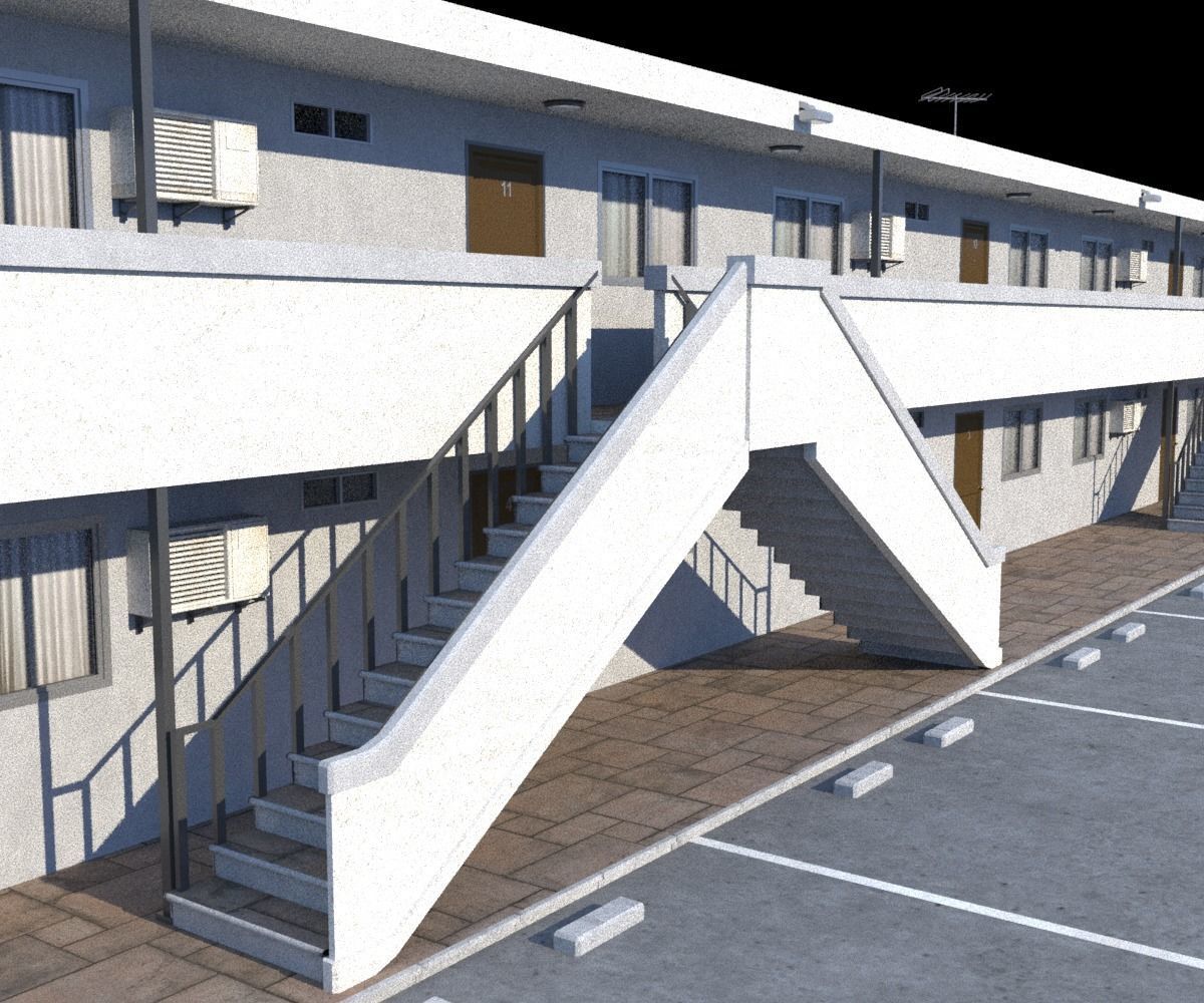 Classic Motel Low-poly 3D model_8