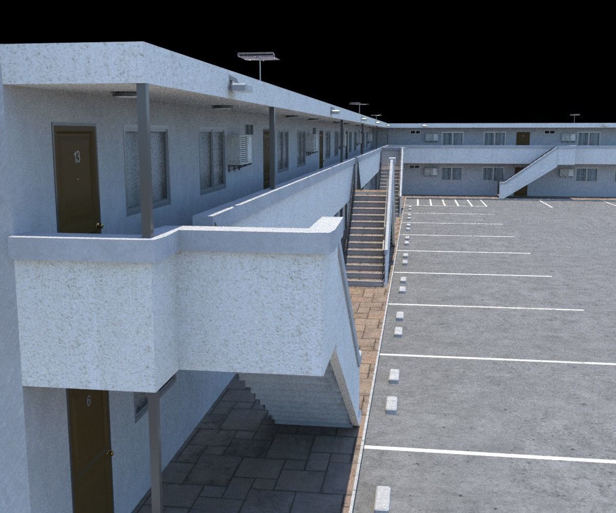 Classic Motel Low-poly 3D model_2