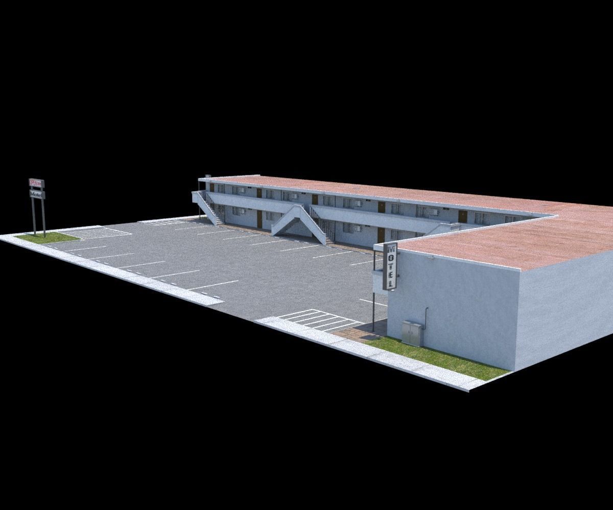 Classic Motel Low-poly 3D model_10