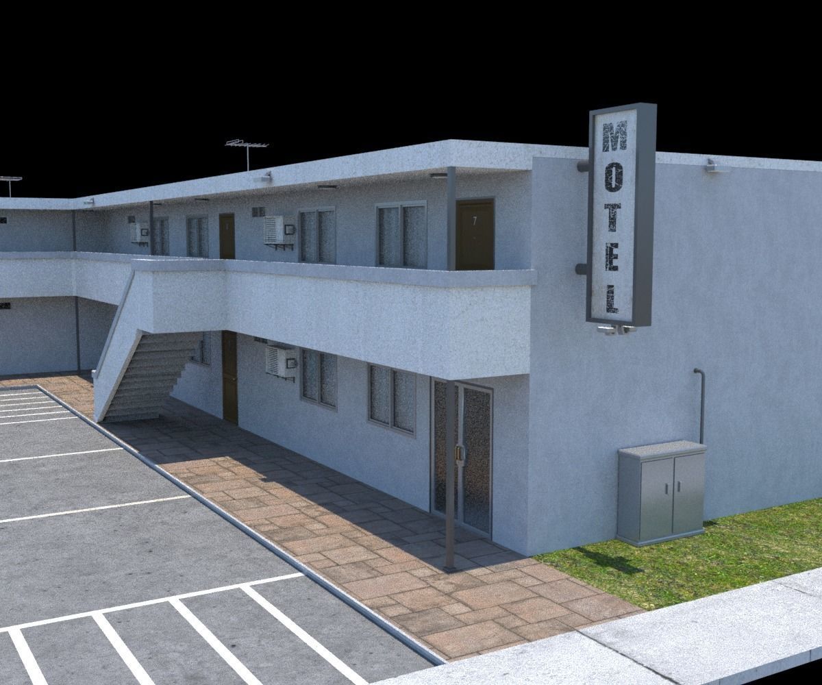 Classic Motel Low-poly 3D model_4