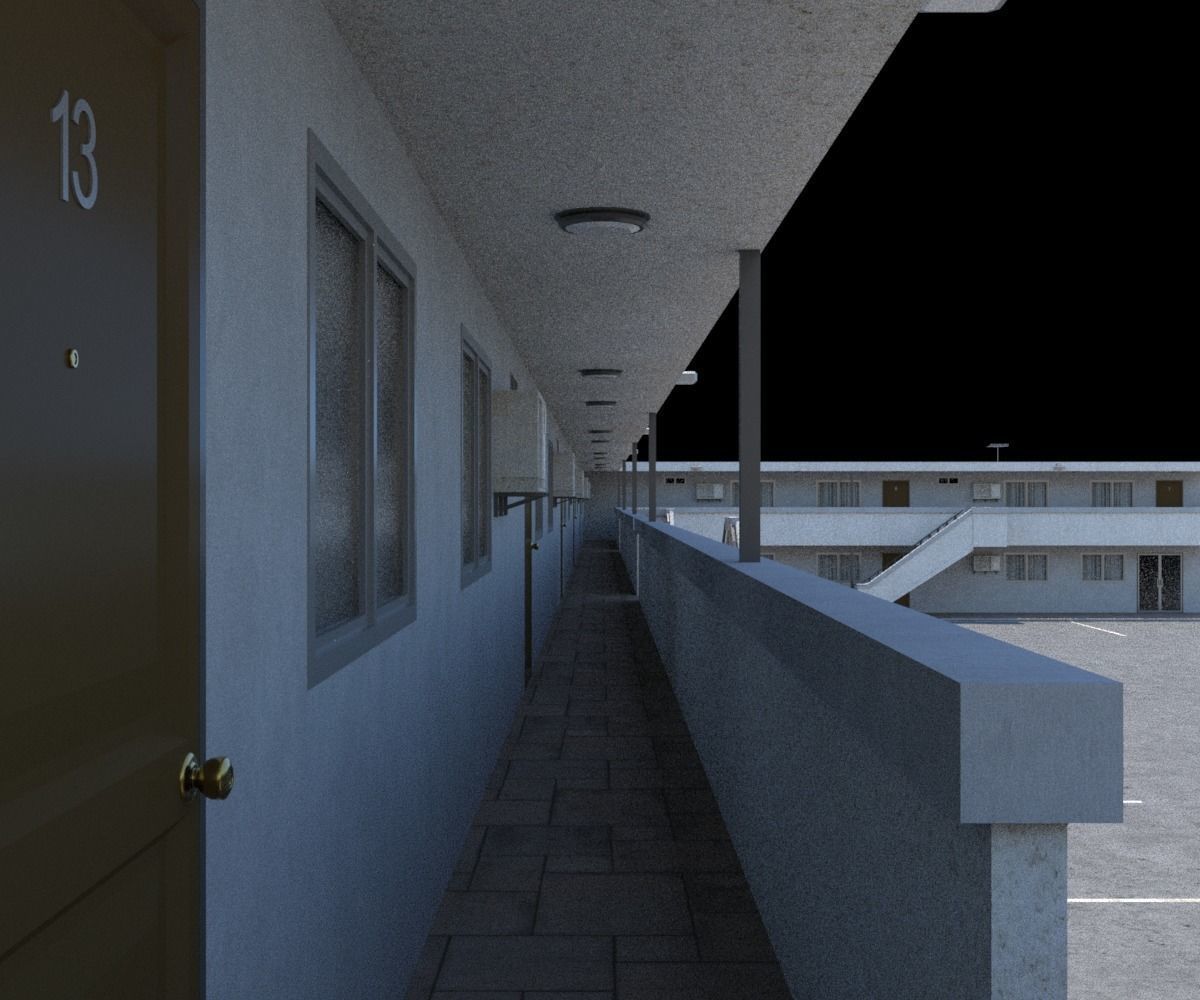 Classic Motel Low-poly 3D model_9